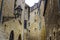 Detailed view of the medieval buildings in the old centre of the town of Sarlat-la-