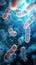 Detailed view of microscopic bacteria, representing probiotics, on background