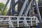 Detailed view of one of the oldest and still functional wooden bascule bridges in Germany