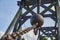 Detailed view of one of the oldest and still functional wooden bascule bridges in Germany