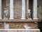 Detailed view of the Roman Theatre of Merida stage porticus in Extremadura, Spain