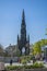 Detailed view of Scott Monument, a Victorian Gothic and ornamented monument to Scottish Sir Walter Scott, on Princes Street