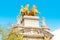 A detailed view of the top of the cascading fountain in The Parc de la Ciutadella