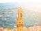 Detailed view of tower of Town Hall Palazzo Vecchio, or Palazzo della Signoria, Florence, Italy