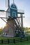 Detailed view of a traditional dutch windmill at sunset