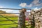 Detailed view of Warning signs at the entrance to a right of way in the Yorkshire Dales