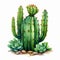 Detailed Watercolor Cactus Illustration On White Background