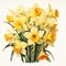 Detailed Watercolor Daffodil Bouquet: Naturalistic Botanical Art