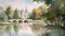 Detailed Watercolor Of Fairmount Park On Light Background