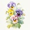 Detailed Watercolor Pansy Bouquet: Accurate And Glorious Botanical Art