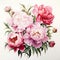 Detailed Watercolor Peony Bouquet In Naturalistic Botanical Art Style