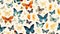 Detailed Watercolor Seamless Pattern with Butterfly Species AI Generated