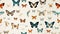 Detailed Watercolor Seamless Pattern Tile with Butterfly Species AI Generated