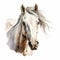 Detailed White Horse Head Watercolor Illustration In Realistic Style