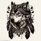 Detailed wolf head totem in aztec style