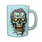 Detailed Zombie Skull Coffee Mug With Color Engraving