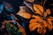 Details acrylic paintings showing colour textures, nature, plants and trees