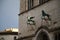 Details of the ancient buildings in the 4th November square, Perugia, Italy