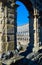 Details of the ancient Roman amphitheater arena in Pula, one of the best preserved landmark of Croatia. Tourist attraction and