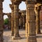 Details of antic Ruins of Jain Temple inside the Qutb Minar Complex. UNESCO World Heritage in Mehrauli, Delhi, India, Asia