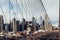 Details of the Brooklyn Bridge in New York City