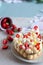 Details of bunny shaped tart for Easter with fresh strawberry