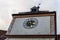 Details of Clock Tower of Blutenburg Castle, Obermenzing, near river Wurm, in West of Munich, Upper Bavaria, Germany