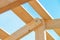 Details of construction wooden roof, roofing timber structure system.