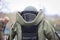 Details of a EOD Explosive Ordnance Disposal military protective costume