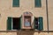 Details of the exterior of typical Italian buildings in Lucca, Tuscany, Italy.