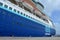 Details of facade of a Blue Cruise Ship