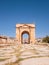 Details of famous historical North Tetrapylon, ancient Roman structure in Jerash, Jordan.