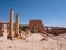 Details of famous historical North Tetrapylon, ancient Roman structure in Jerash, Jordan.