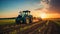 Details of farmer working in the fields with tractor on a sunset background. Agriculture industry details Generative AI