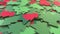 Details of flag of Bangladesh on the cardboard Christmas trees. Winter holidays related 3D animation