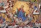 Details of a fresco and Orthodox icon painting in Rila Monastery church in Bulgaria