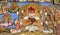 Details of a fresco and Orthodox icon painting in Rila Monastery church in Bulgaria