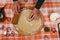 Details: hands carving molds from the dough, preparing homemade gingerbread cookies for Christmas dinner. Holiday bakery