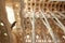 Details of the interior, unique columns, order, arch sklptura of thte Sagra de Familia Cathedral jf Antonio Gaudi