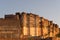 Details of Jodhpur fort at sunset. The majestic fort perched on top dominating the blue town. Scenic travel destination and famous