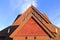 Details of Kiruna Church in Summer with blue Sky, Northern Sweden