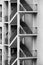 Details of Ladder beside the building. Line pattern of Architecture geometric. Modern wall. Polygonal structure. Black and white