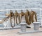 Details of marine equipment ropes and ties for sailboats.