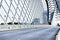 Details of modern architecture - an empty asphalt road on a large bridge in Cyberjaya, Malaysia.