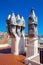 Details of mosaic turrets on Gaudi Casa Batllo roof