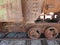 Details of old rusty locomotives close-up, texture