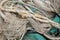 Details of old sea rope fishing nets