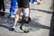 Details with a prosthetic leg on an army veteran during a running race