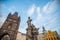 Details of statues on Charles bridge, Prague.