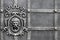 Details, structure and ornaments of forged iron gate. Decorative